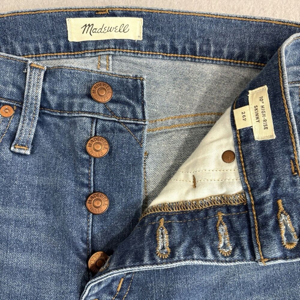 Madewell 10” High Rise Skinny Jeans Woman’s 26P Button Fly Medium Wash Jeans